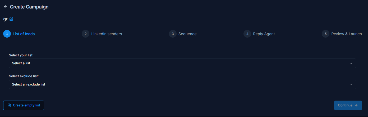 List of leads stage