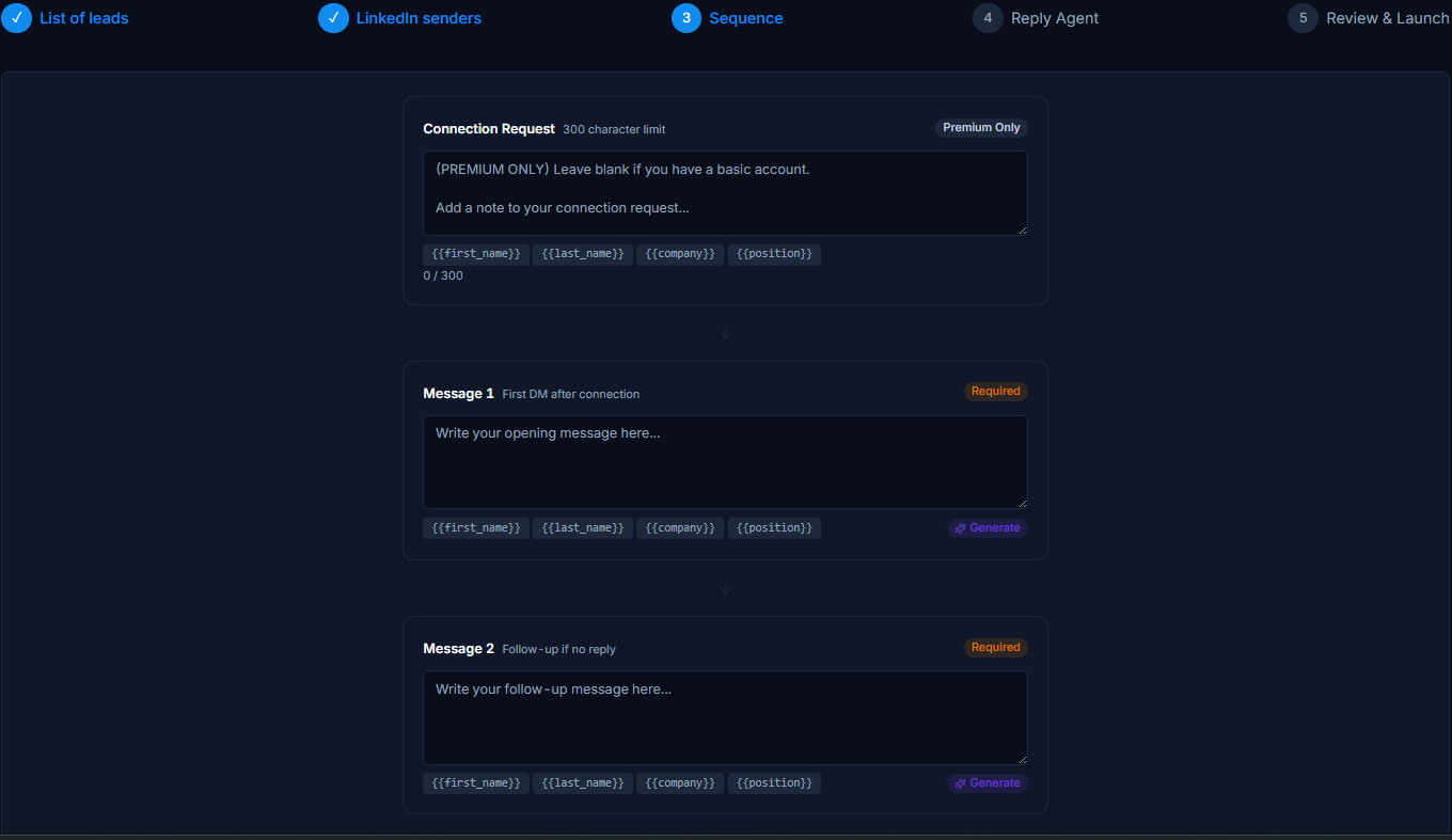 Sequence stage with Connection Request and Message fields