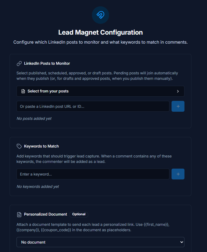 Lead Magnet Configuration