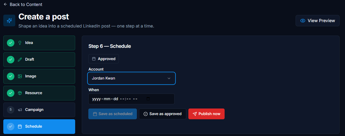 Step 6 — Schedule