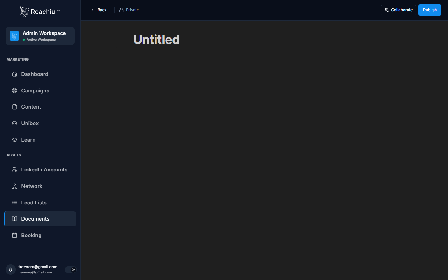 Empty editor for a new Untitled document