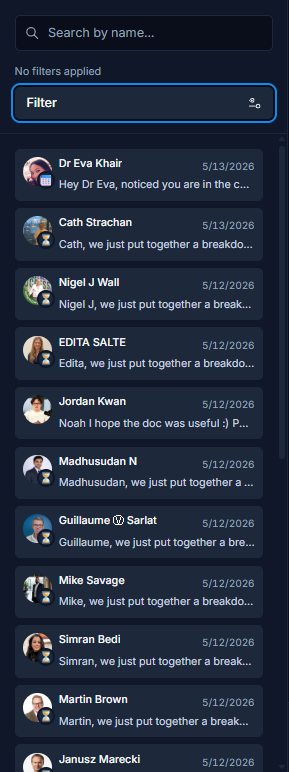 Search by name input above the Filter button