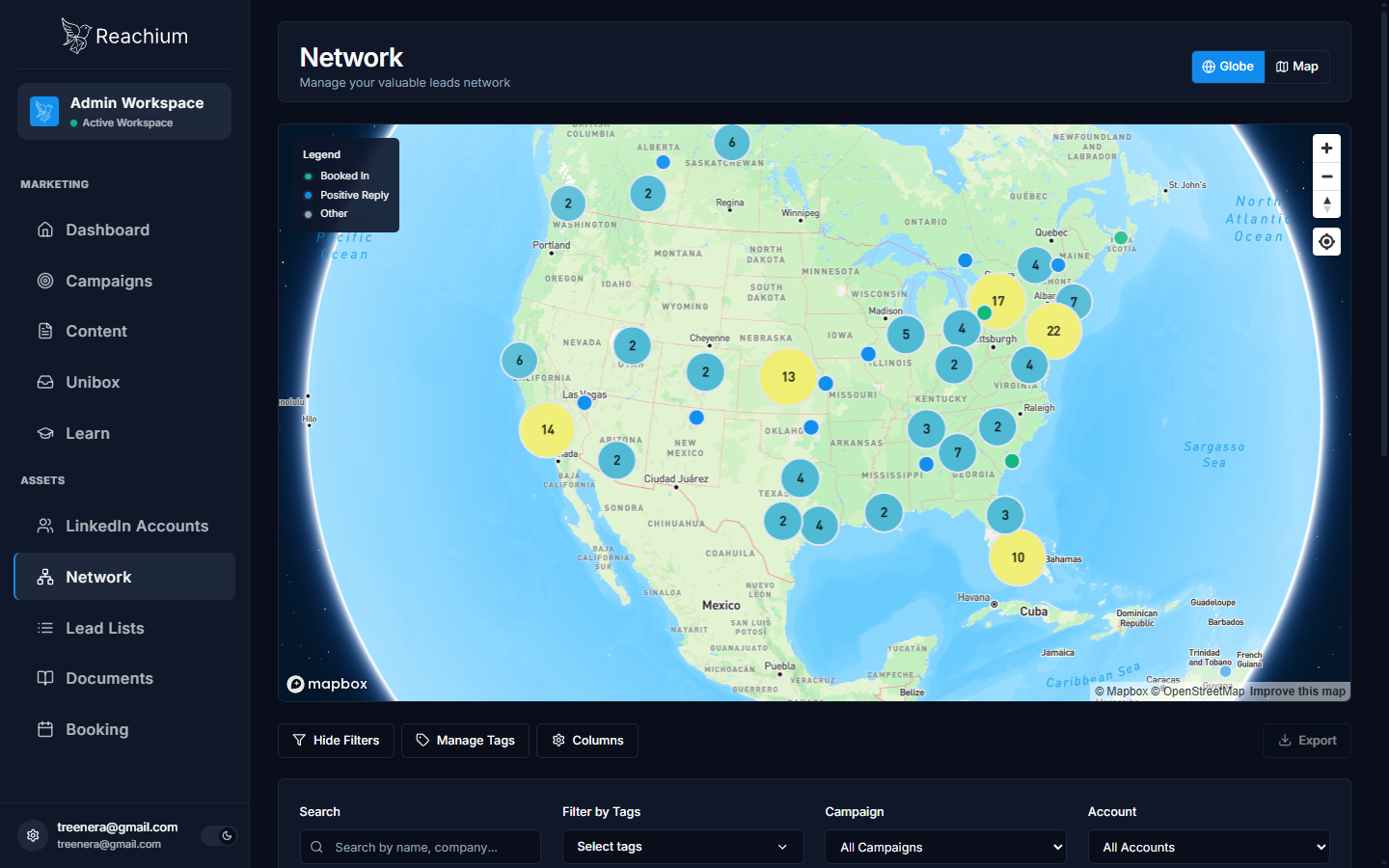 Filters used to narrow the network down before exporting