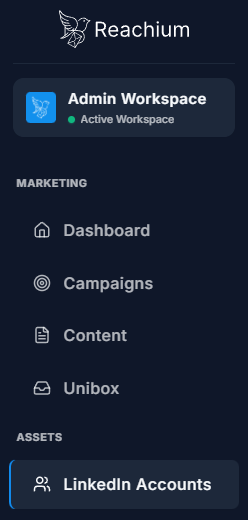 LinkedIn Accounts in the left navigation