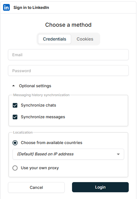 Sign in to LinkedIn popup